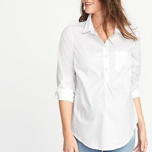 Old Navy White Button-Up Maternity Shirt